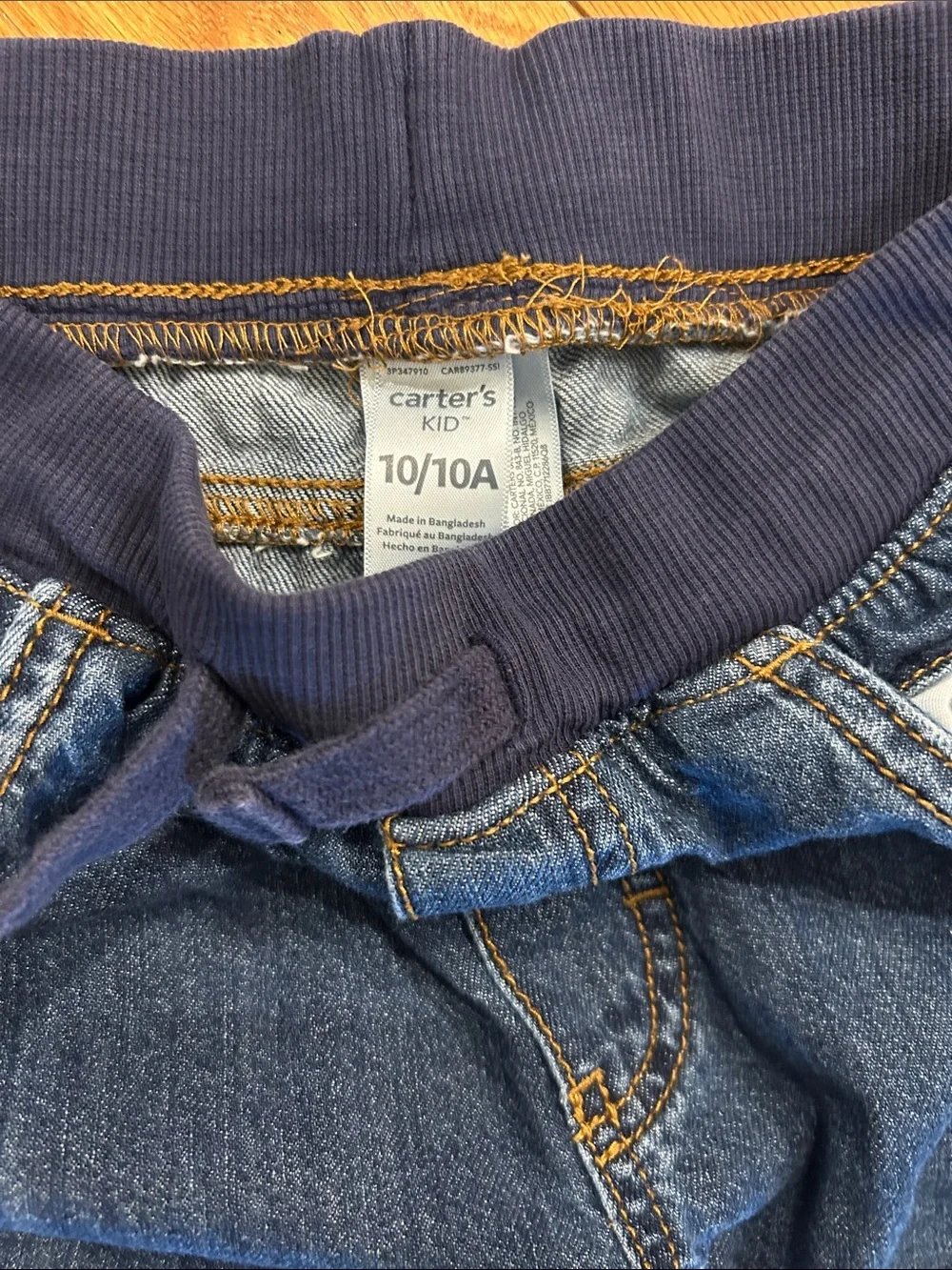 Carter's Navy Elastic-Waist Dark Blue Denim Jeans
